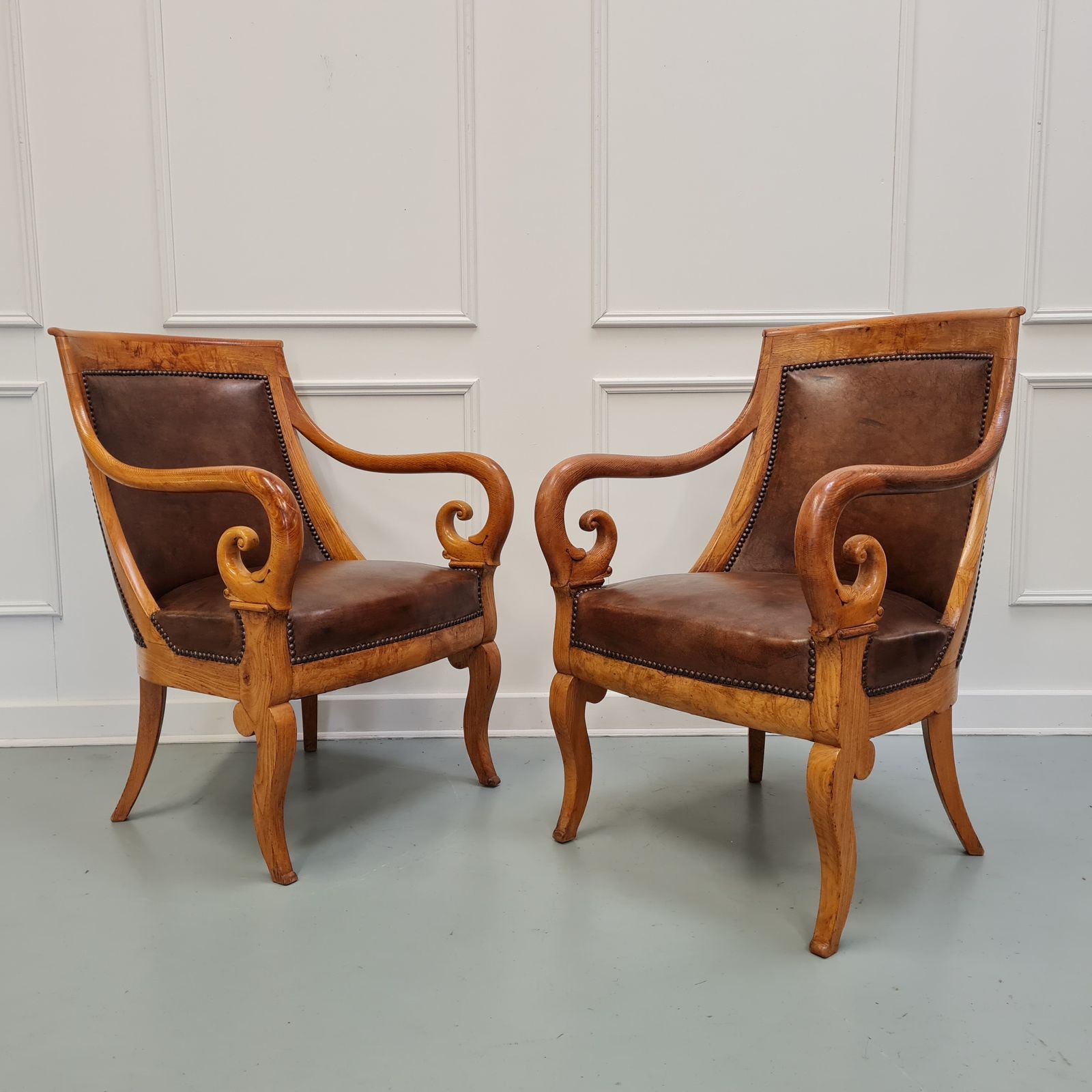 Pair Of Antique Ash Armchairs C1850 Free Delivery Eng/Wales