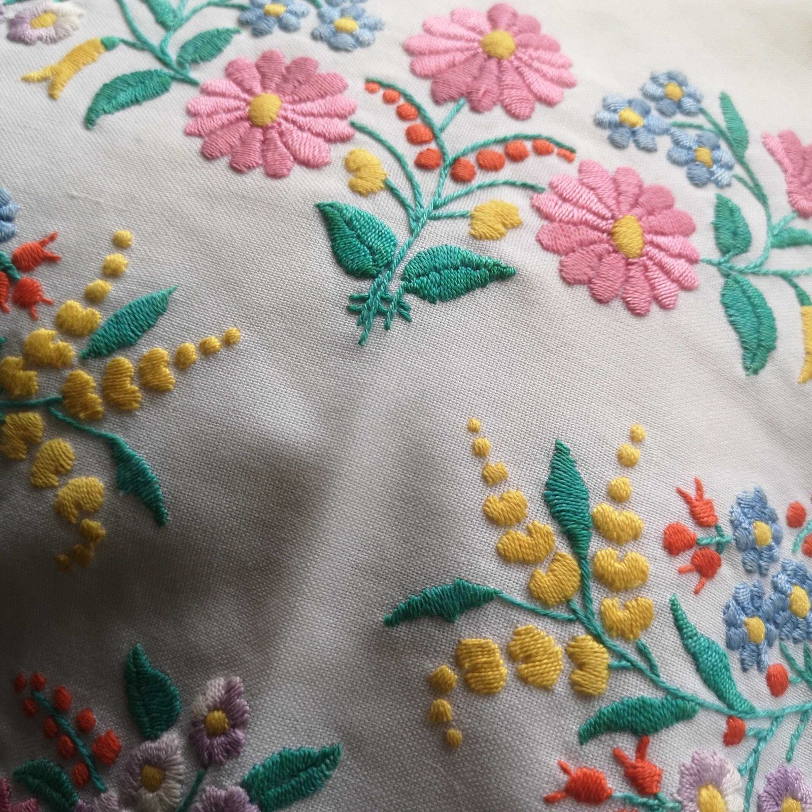 Beautiful Floral Kalocsa Cushion, Scater Pillow Cover Traditional Hungarian Flower Matyo Embroidery Stunning Work Vintage Eyecatching photo furniture