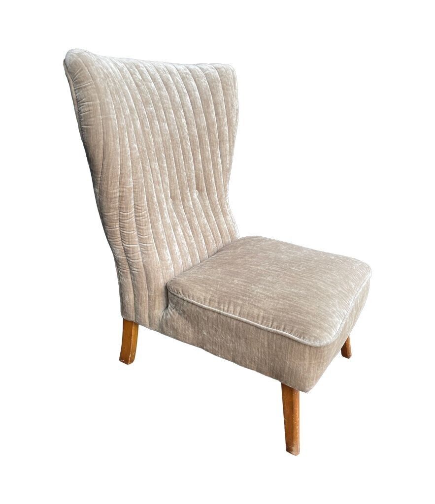 An Italian 1950s Cocktail Chair Upholstered In Mushroom Velvet. photo for sale
