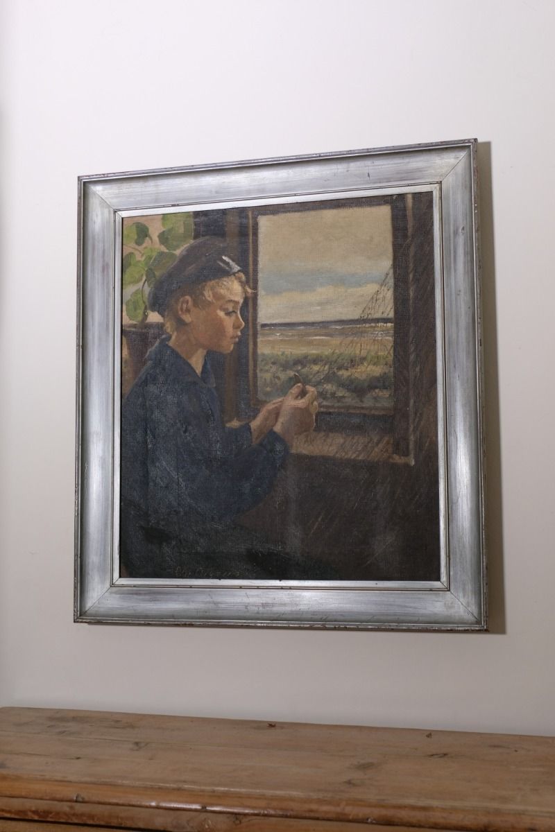 photo for sale Oil On Canvas Study Of A Boy By Christian Aigens