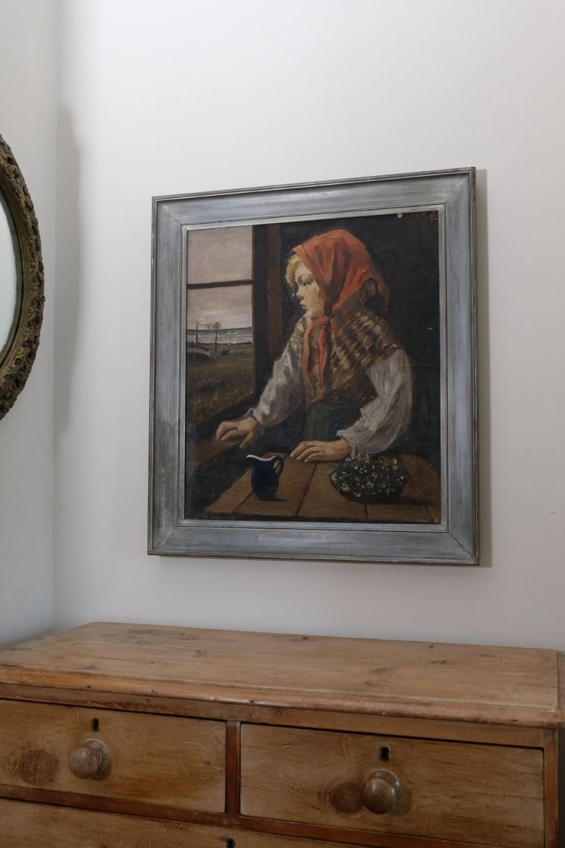 Oil On Canvas Study Of A Girl By Christian Aigens photo Art