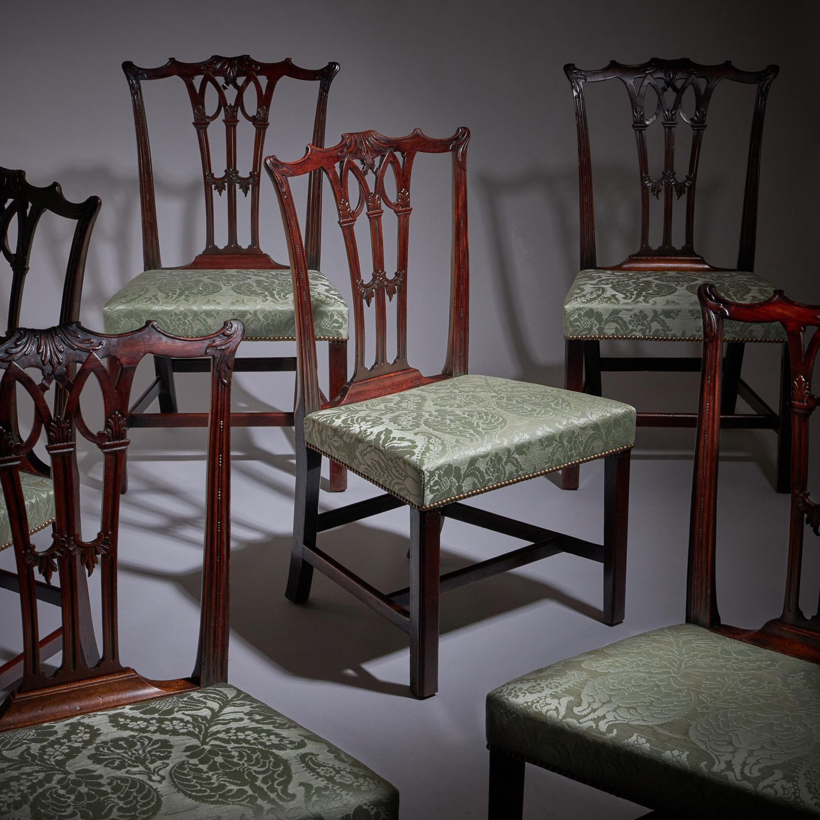A Fine Set Of Six George III 18th Century Gothic Chippendale Dining Chairs, 1760 photo furniture