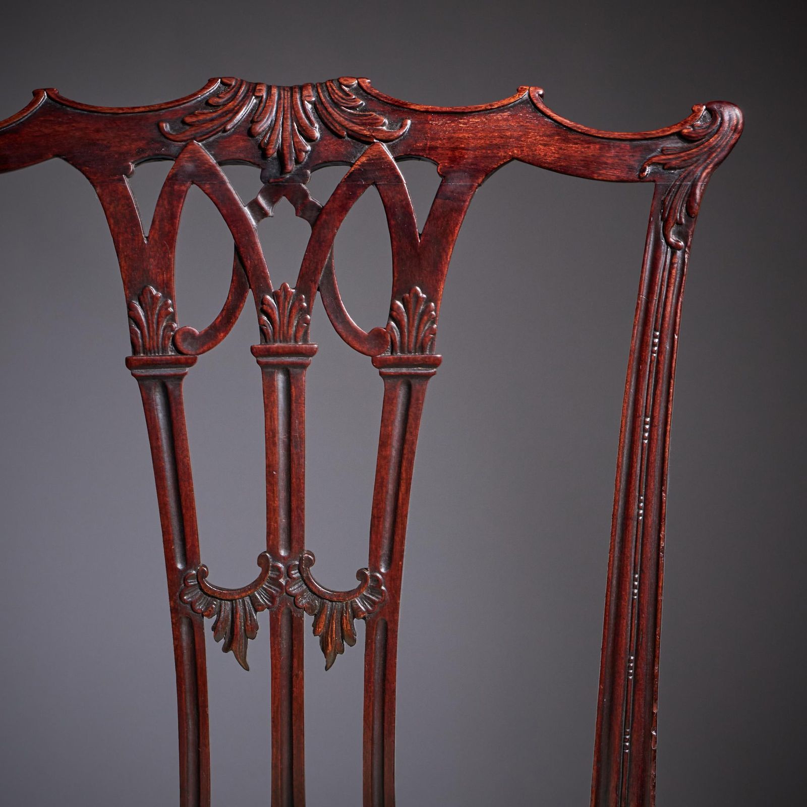 A Fine Set Of Six George III 18th Century Gothic Chippendale Dining Chairs, 1760 photo vintage