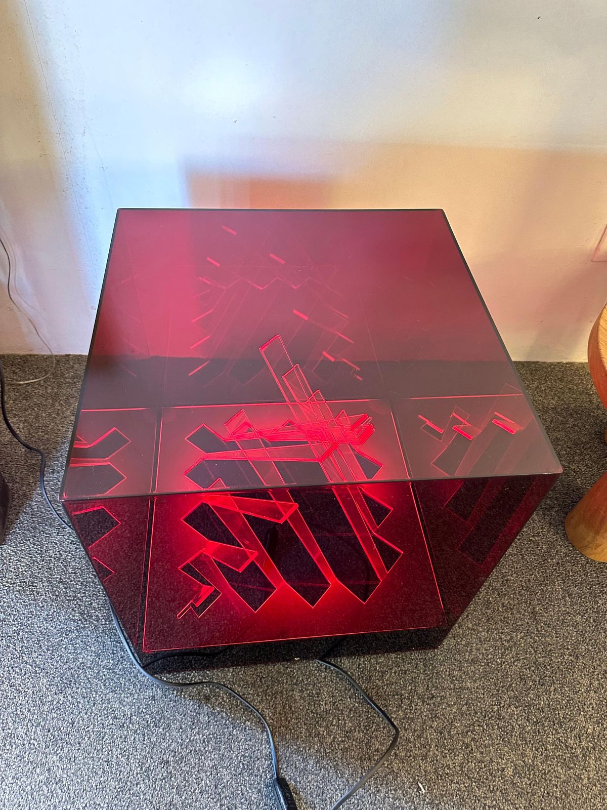 Lamp Sculpture Cinetic Cubo Di Teo Plexiglass By James Riviere, Italy, 1970s photo vinterior