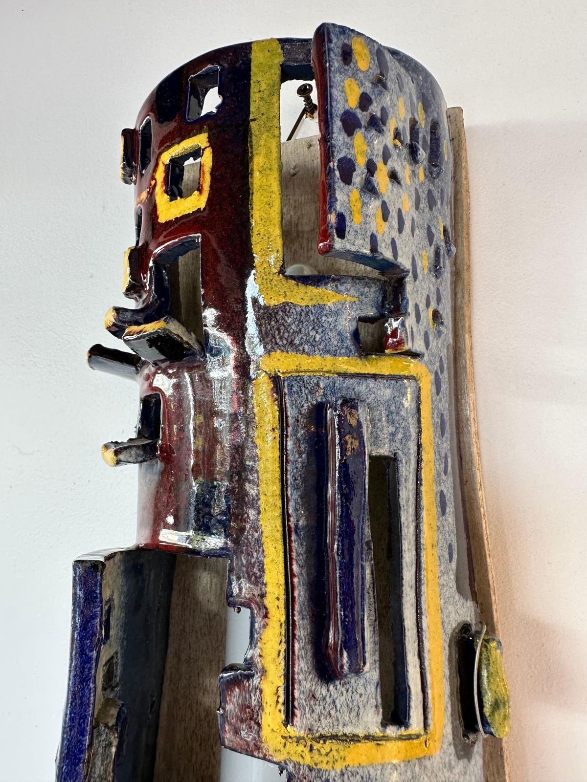 Art Pair Of Sconces Ceramic Enameled Sculpture. Italy, 1960s photo
