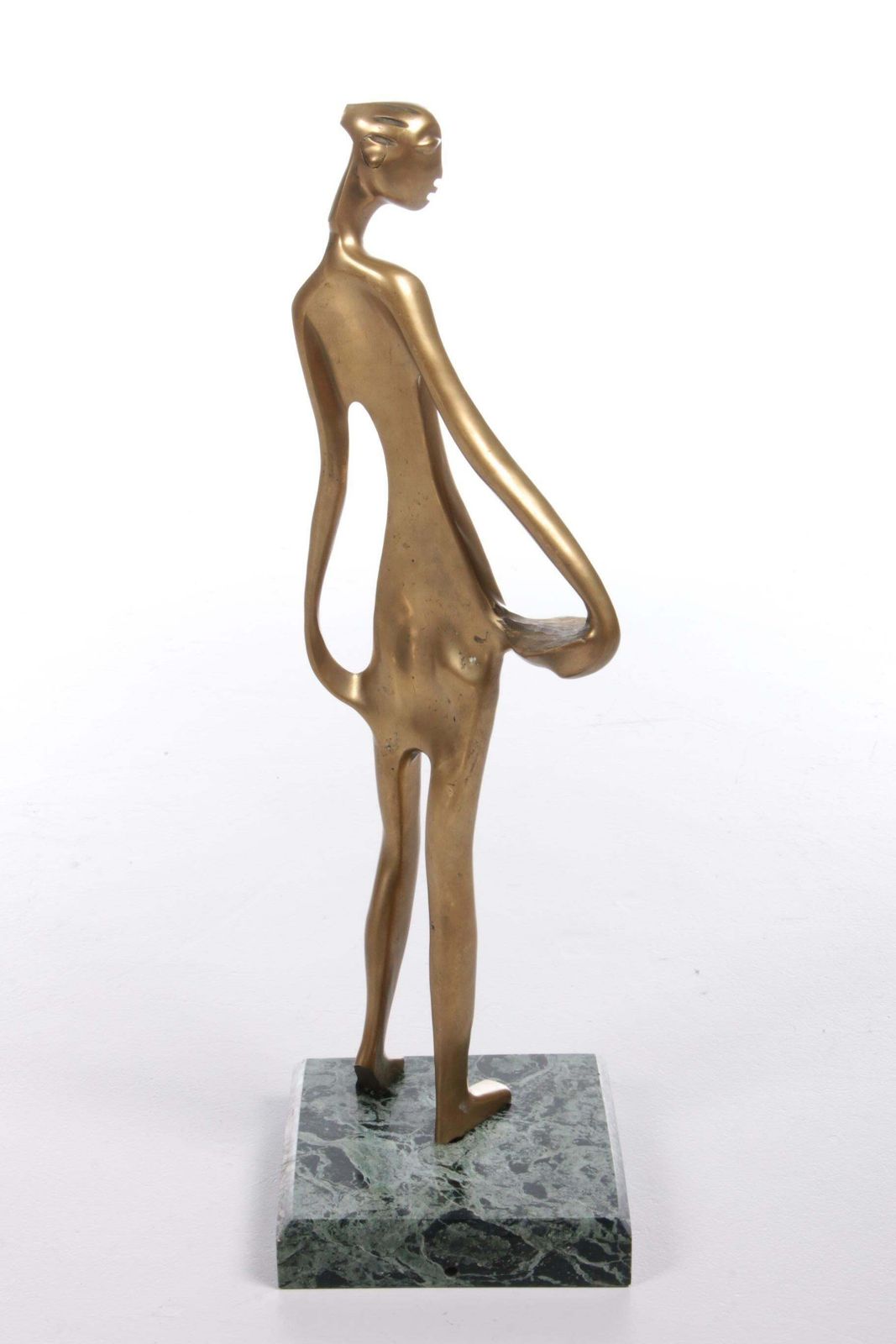 Brass Art Deco Statue Of An African Woman On A Marble Base, 1970s photo for sale