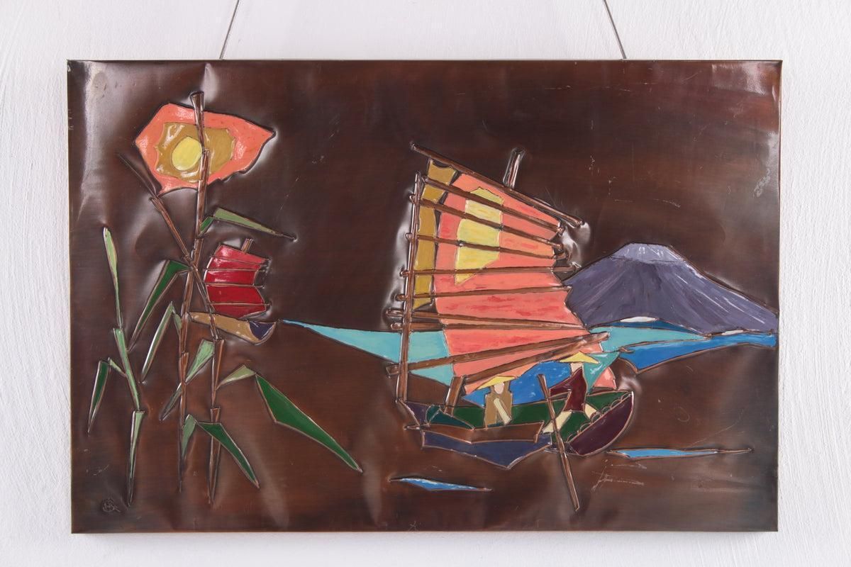 Copper Wall Decoration With Enamel Boats, 1960s photo furniture