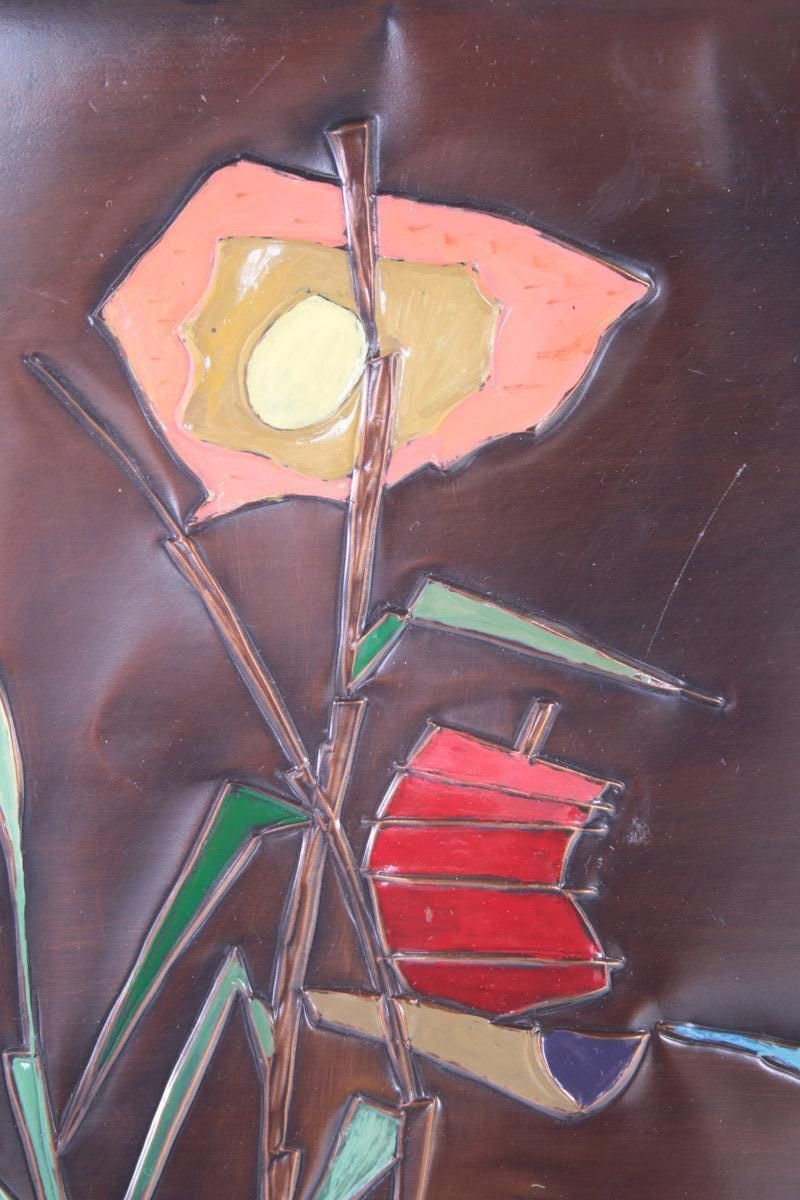 Copper Wall Decoration With Enamel Boats, 1960s photo Art