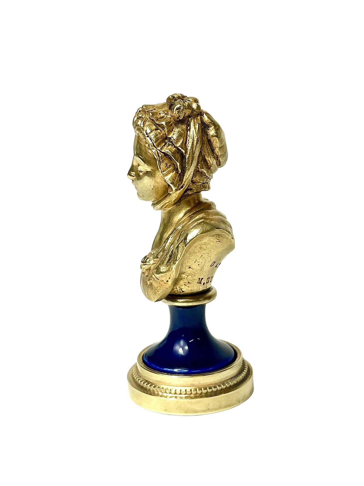 Petite Gilt Bronze And Porcelain Bust Of A Young Lady photo vinterior
