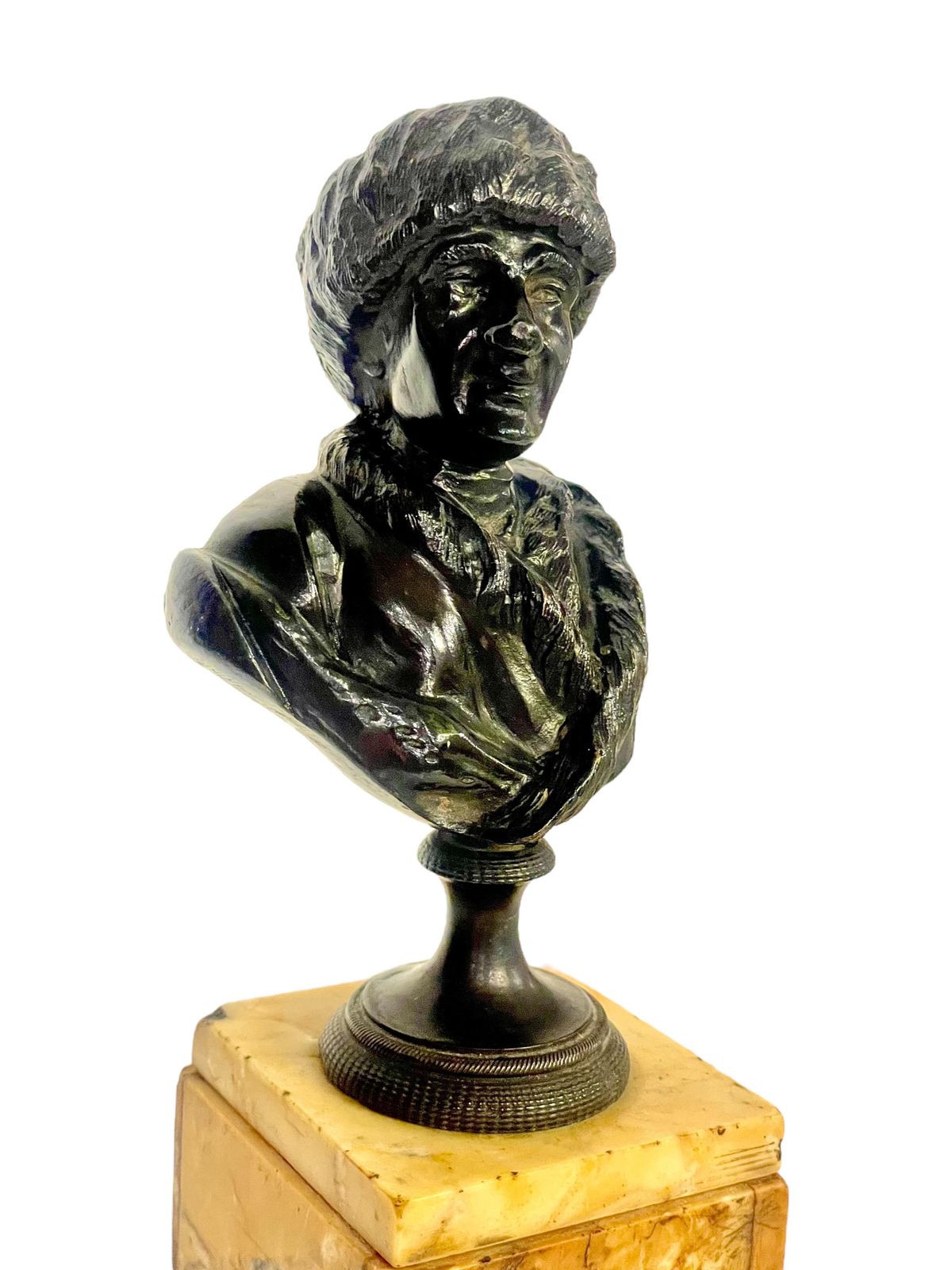 19th Century Petite Bronze Bust Of Jean Jacques Rousseau On A Siena Marble photo 1526.0