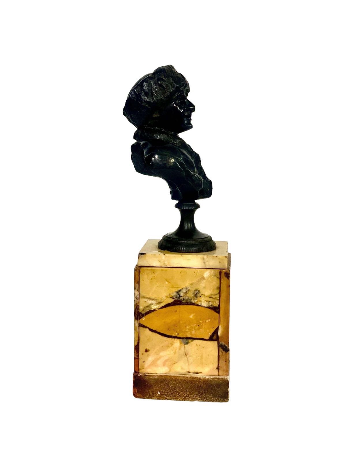 photo furniture 19th Century Petite Bronze Bust Of Jean Jacques Rousseau On A Siena Marble
