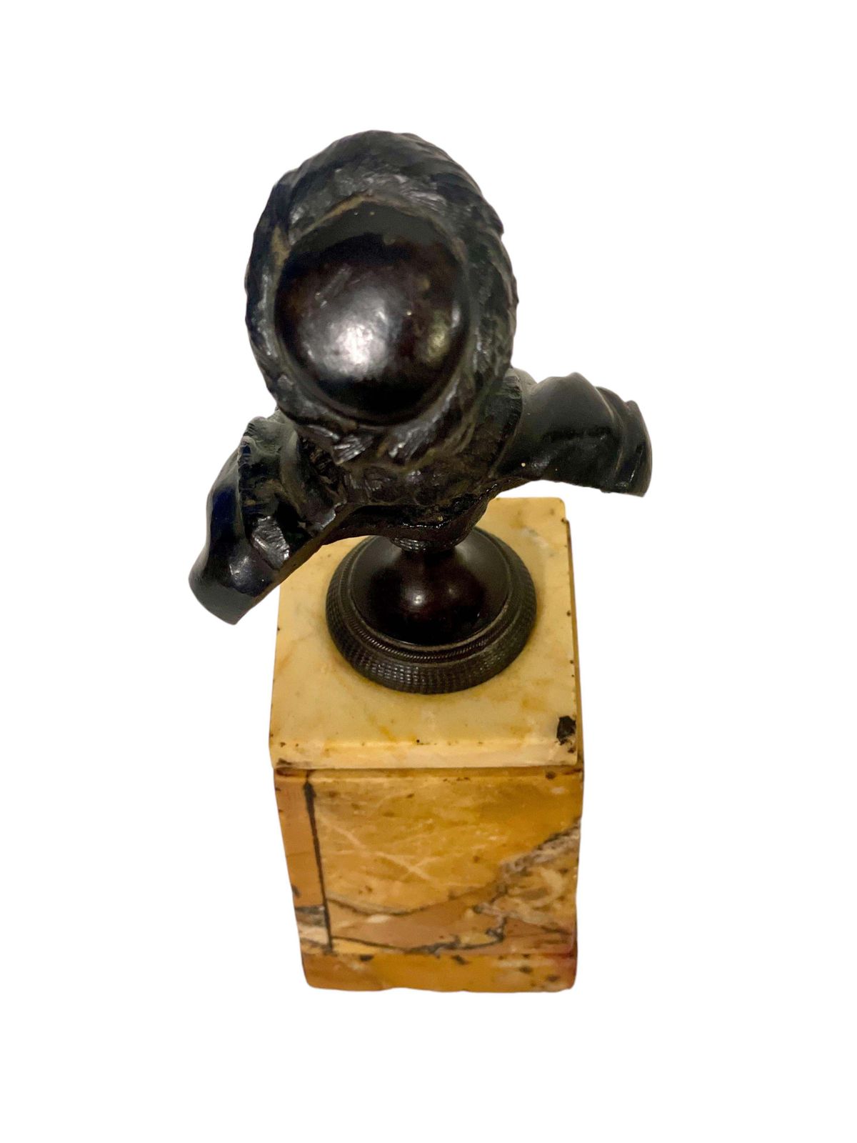 Art 19th Century Petite Bronze Bust Of Jean Jacques Rousseau On A Siena Marble photo