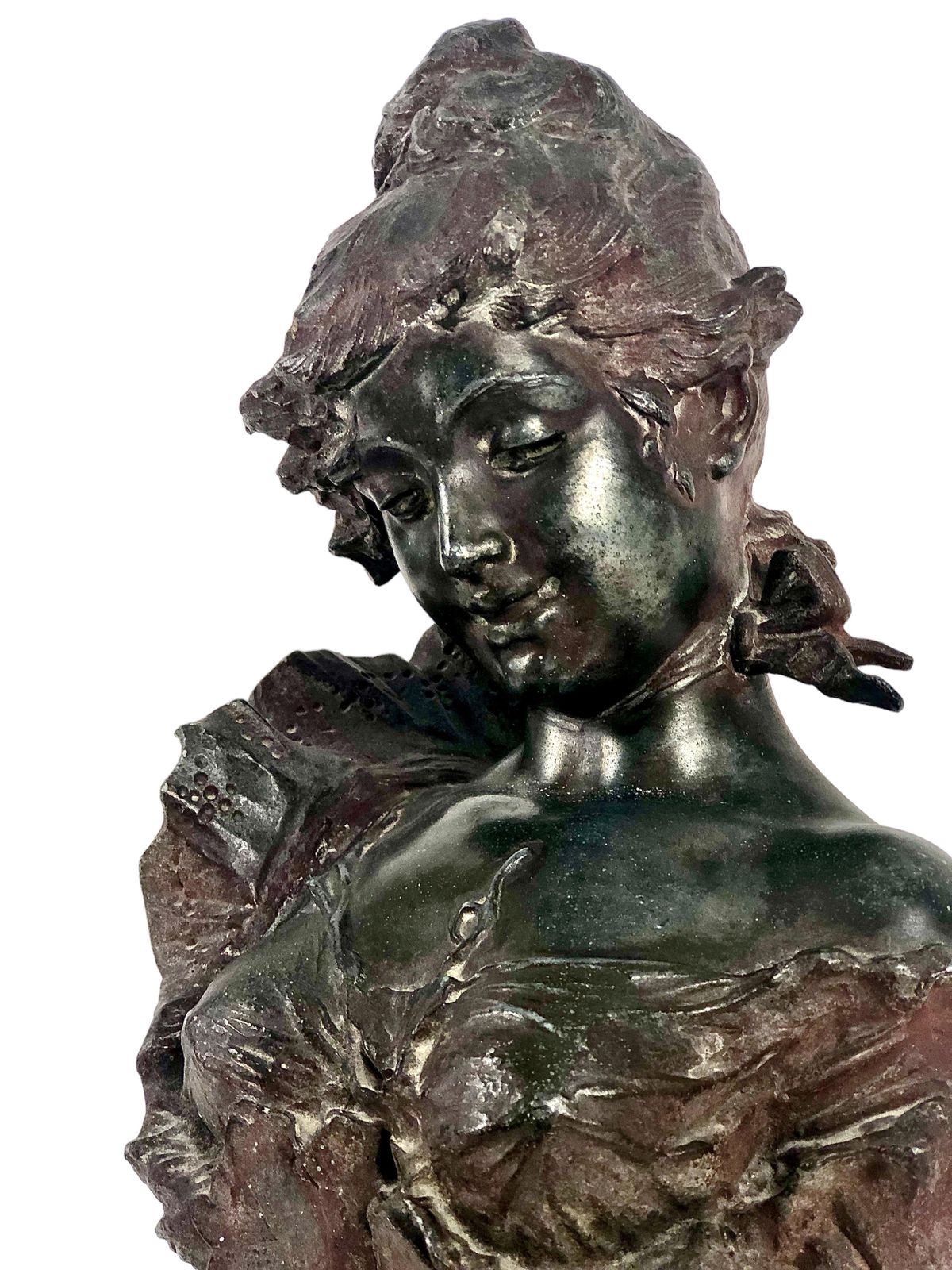 French Art Nouveau Woman Bust “Fraises Au Champagne” By Alfred Jean Foretay photo furniture