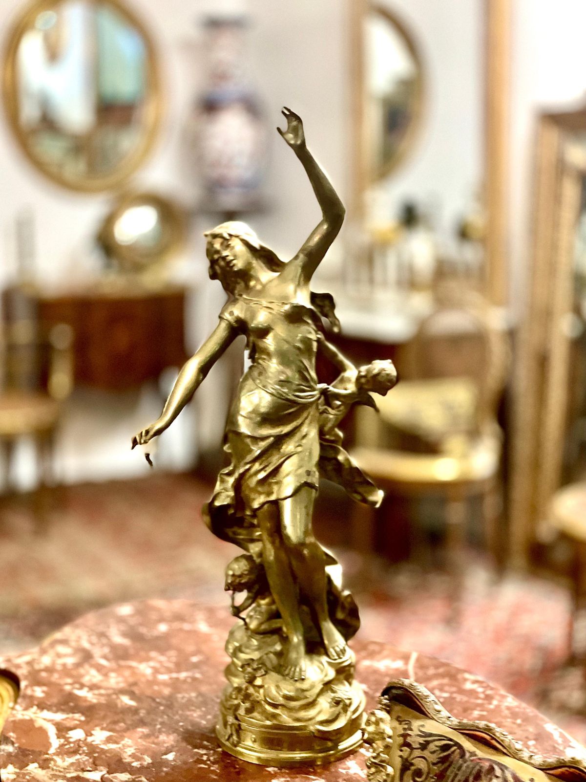 French Gilt Bronze By Auguste Moreau “Nuit D’été” photo vintage