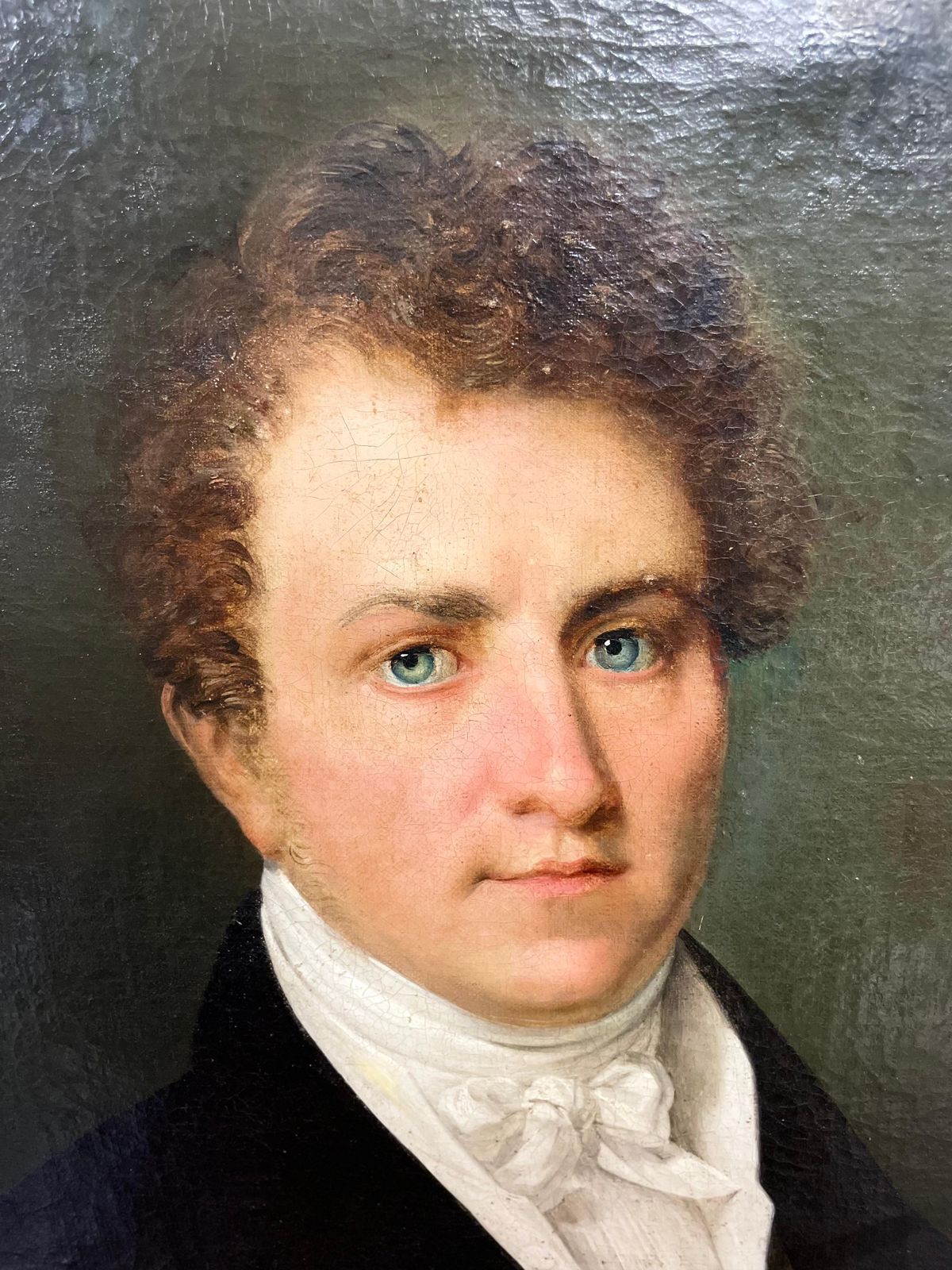 19th Century French Oil On Canvas “Portrait Of A Man In A White Shirt” photo for sale