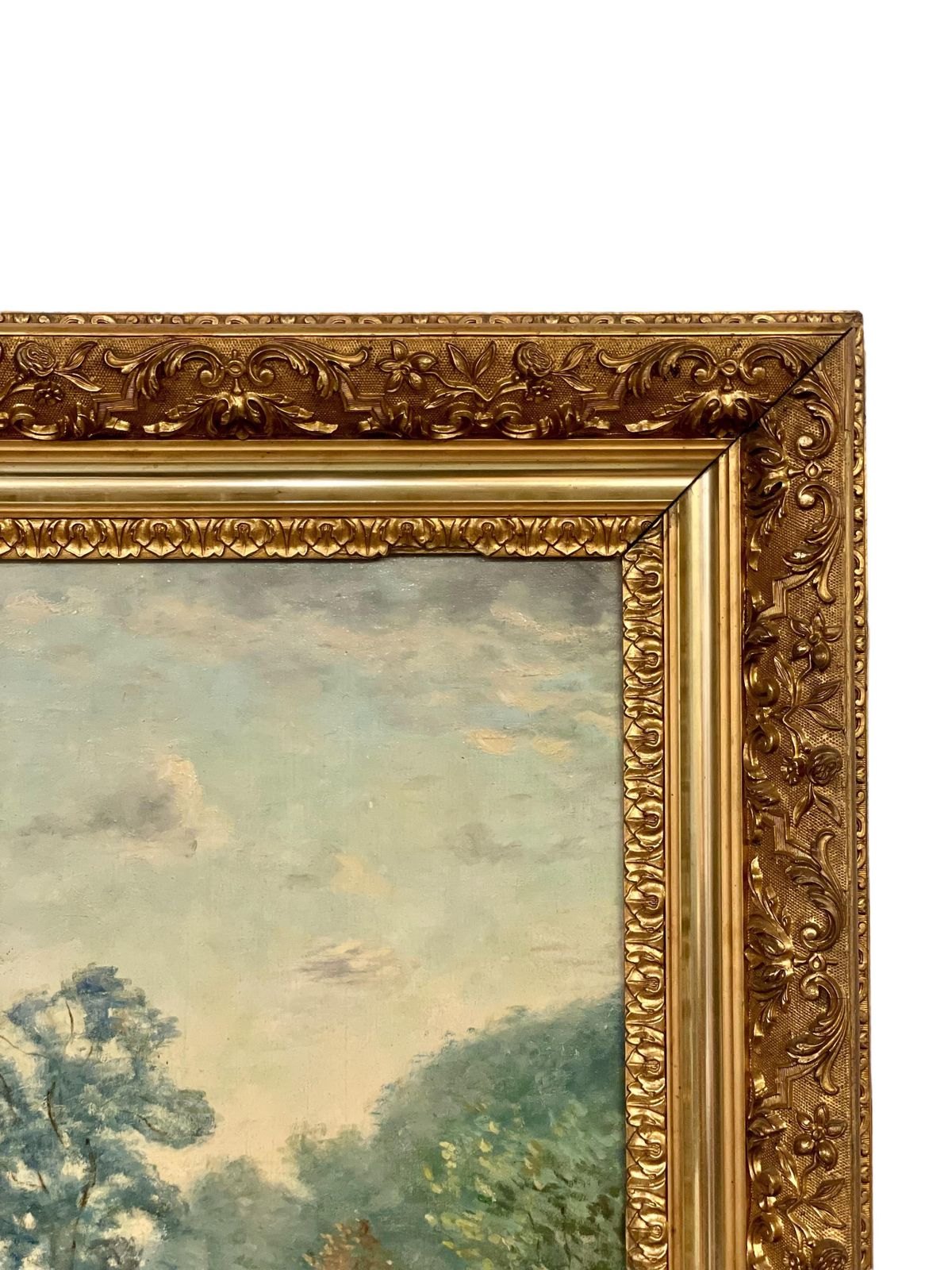 photo furniture Large Oil On Panel 'The Cowherder By The Pond', By Charles Dhuin