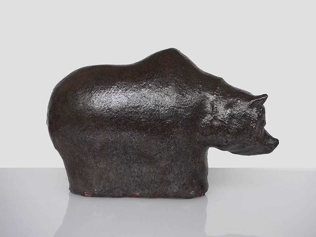Big And Beautiful Textured Glaze Bear Sculpture By Rudi Stahl, Germany, Signed photo Art
