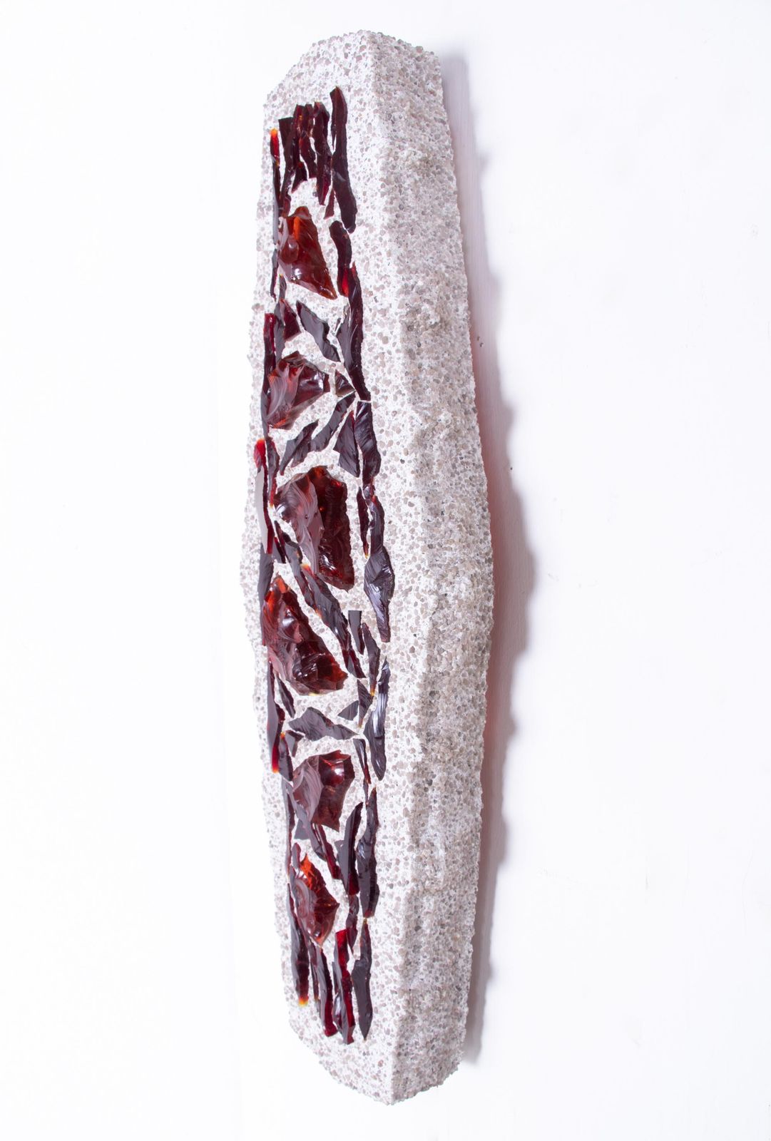 1 'Of 2' Brutalist Poliarte 27" Wall Sconce Mosaic Concrete & Murano Glass, 1970 photo 1734.0