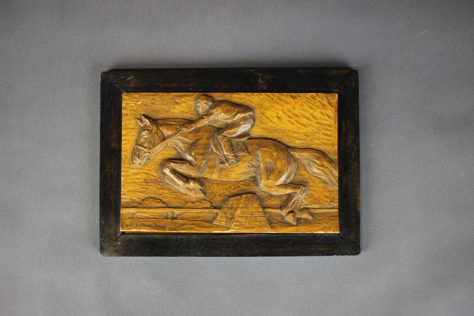 Mid Century Woodwork Of Horseracing By K. Zentner, Czechoslovakia, 1944 photo furniture