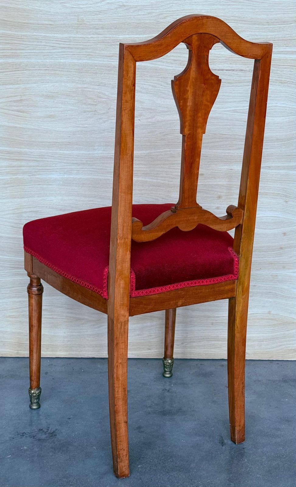 Antique Late Victorian Oak Ladderback Dining Side Chair With Red Velvet Seat photo 612.0