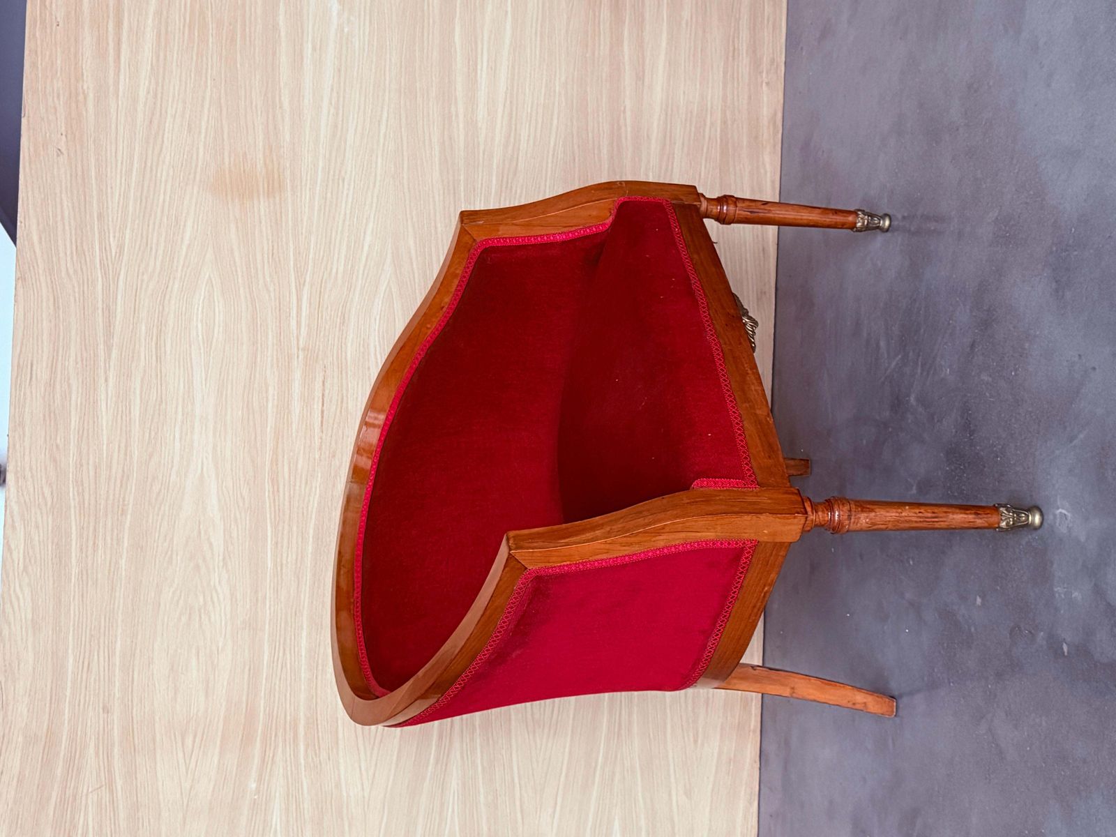 photo furniture French Club Chairs In Red Velvet Upholstery