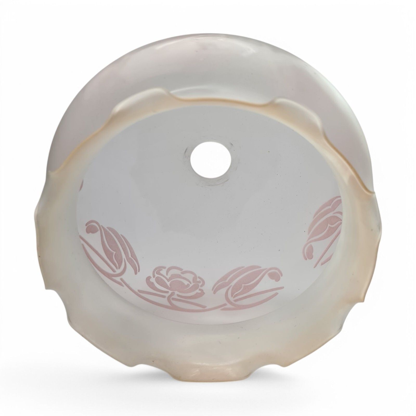 Art Deco Glass Light Shade White Satin Glass Ruffled Pendent Lampshade photo Lighting
