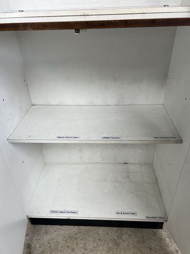 166.0 Vtg Late Mid Century Medical Cabinet Sideboard Wall Unit Retro Bookcase photo