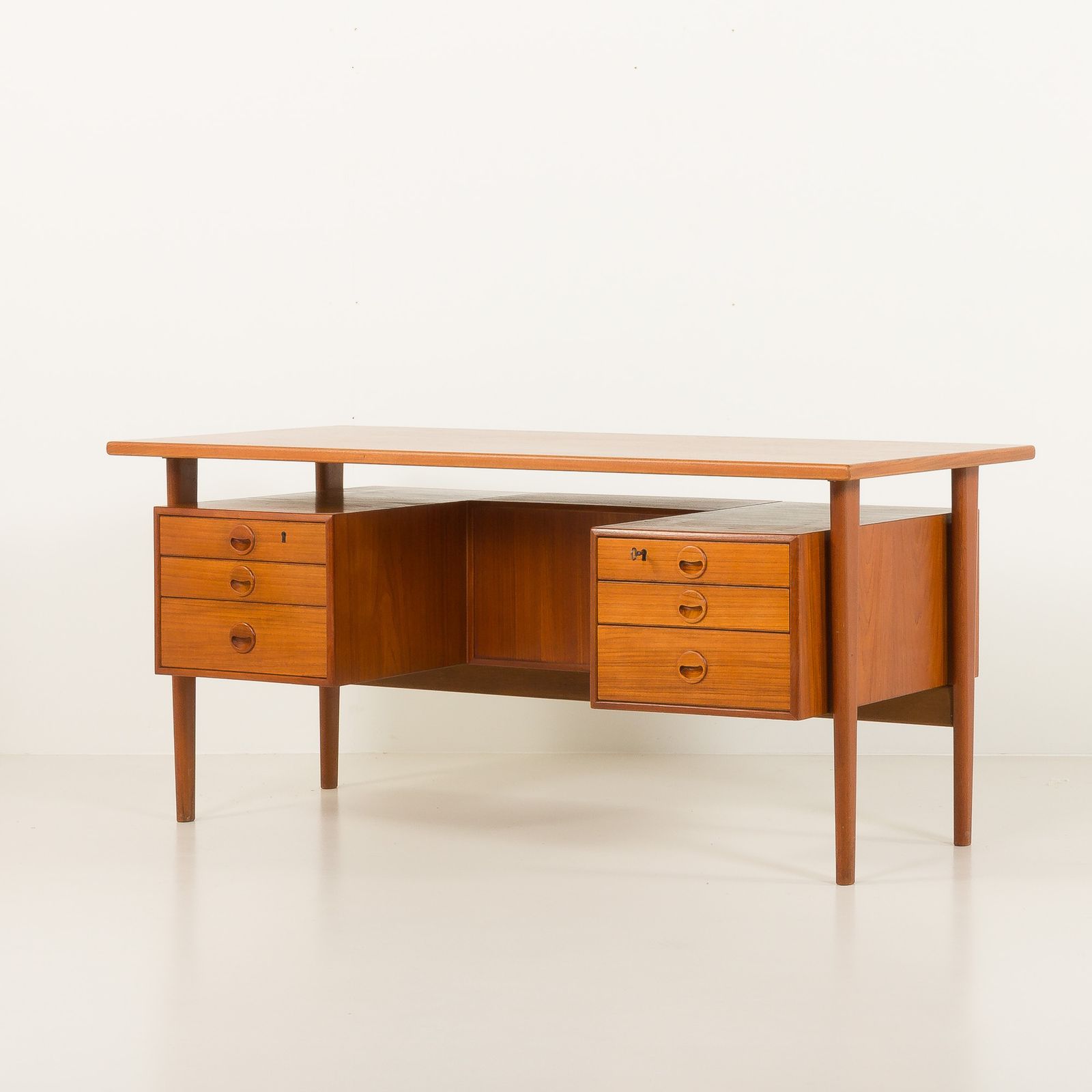 Danish Teak Executive Desk Attr. To Kai Kristiansen, 1960s photo for sale