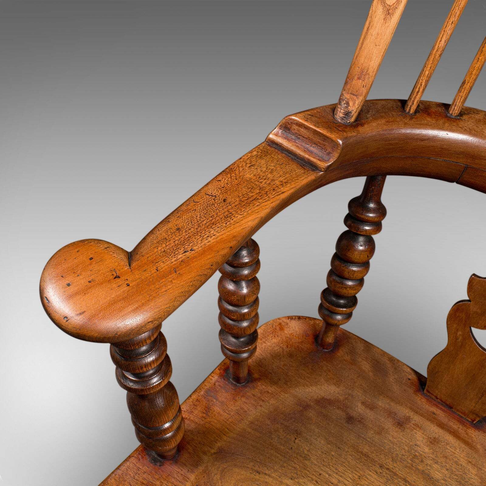 Antique Yorkshire Armchair, English, Elm, Country House, Elbow Seat, Victorian photo vintage