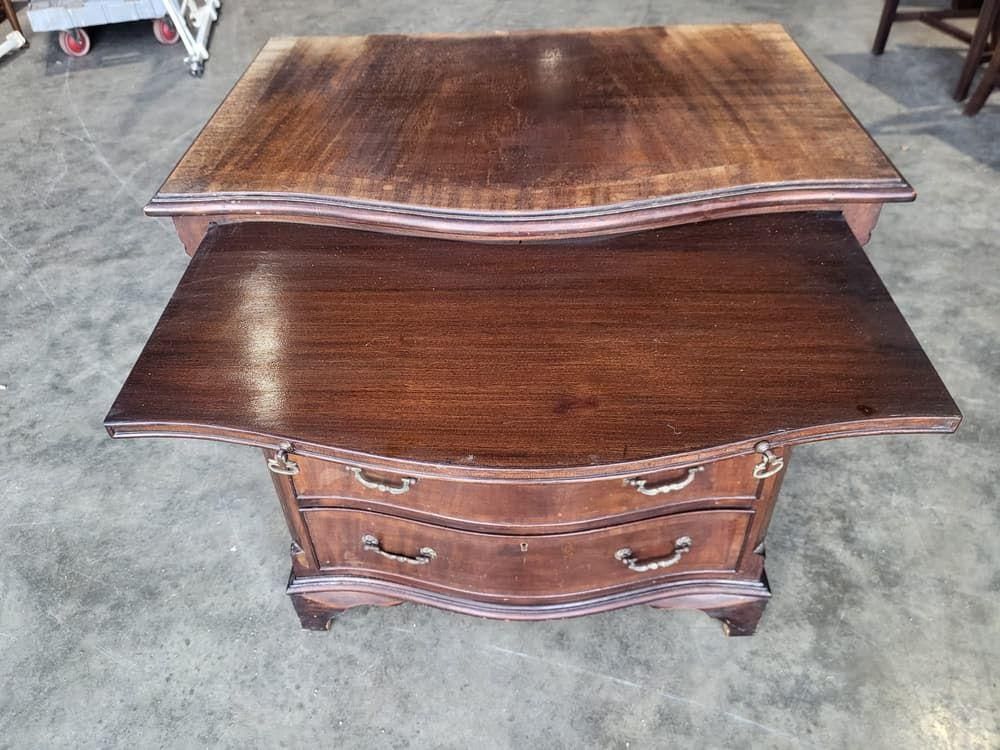 Antique Repro Serpentine Small Chest Of Drawers Bracket Feet Tray Desk photo furniture