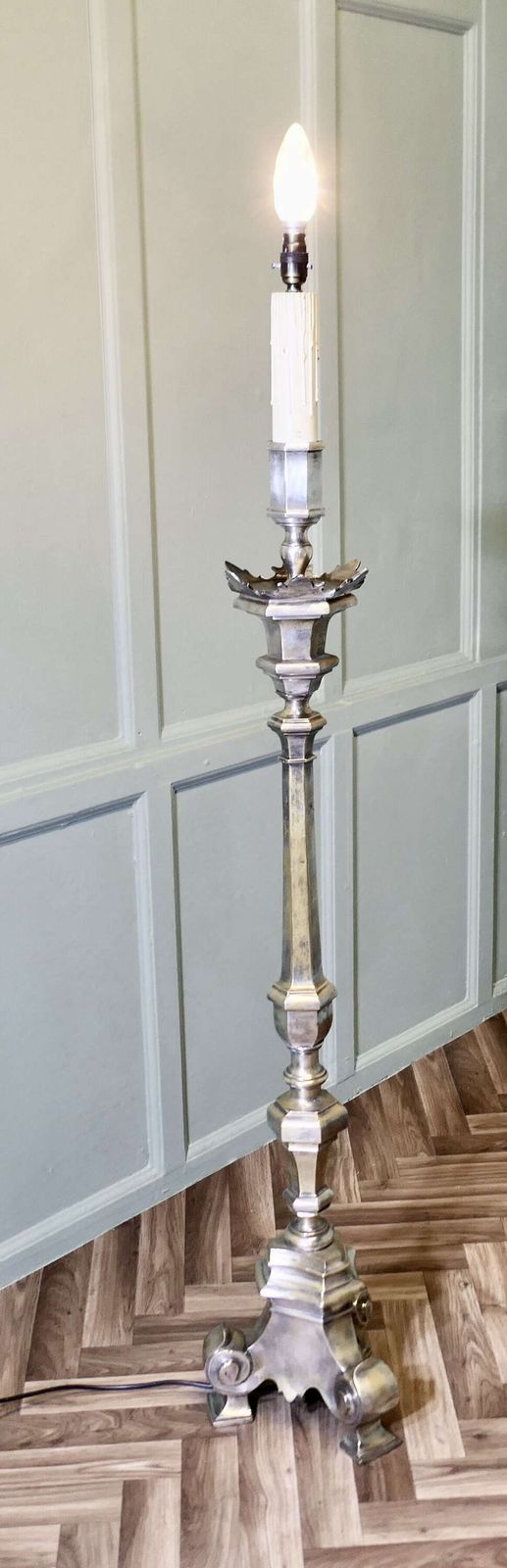 Heavy Silver Plated Standard Or Floor Lamp photo for sale