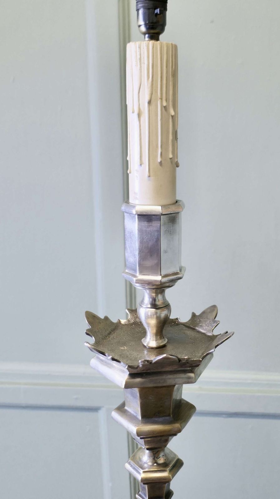 Heavy Silver Plated Standard Or Floor Lamp photo vintage
