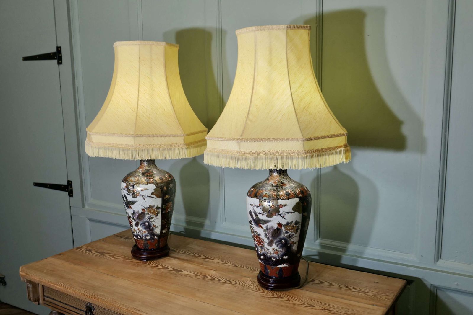 A Pair Of Large Japanese Satsuma Lamps photo 750.0
