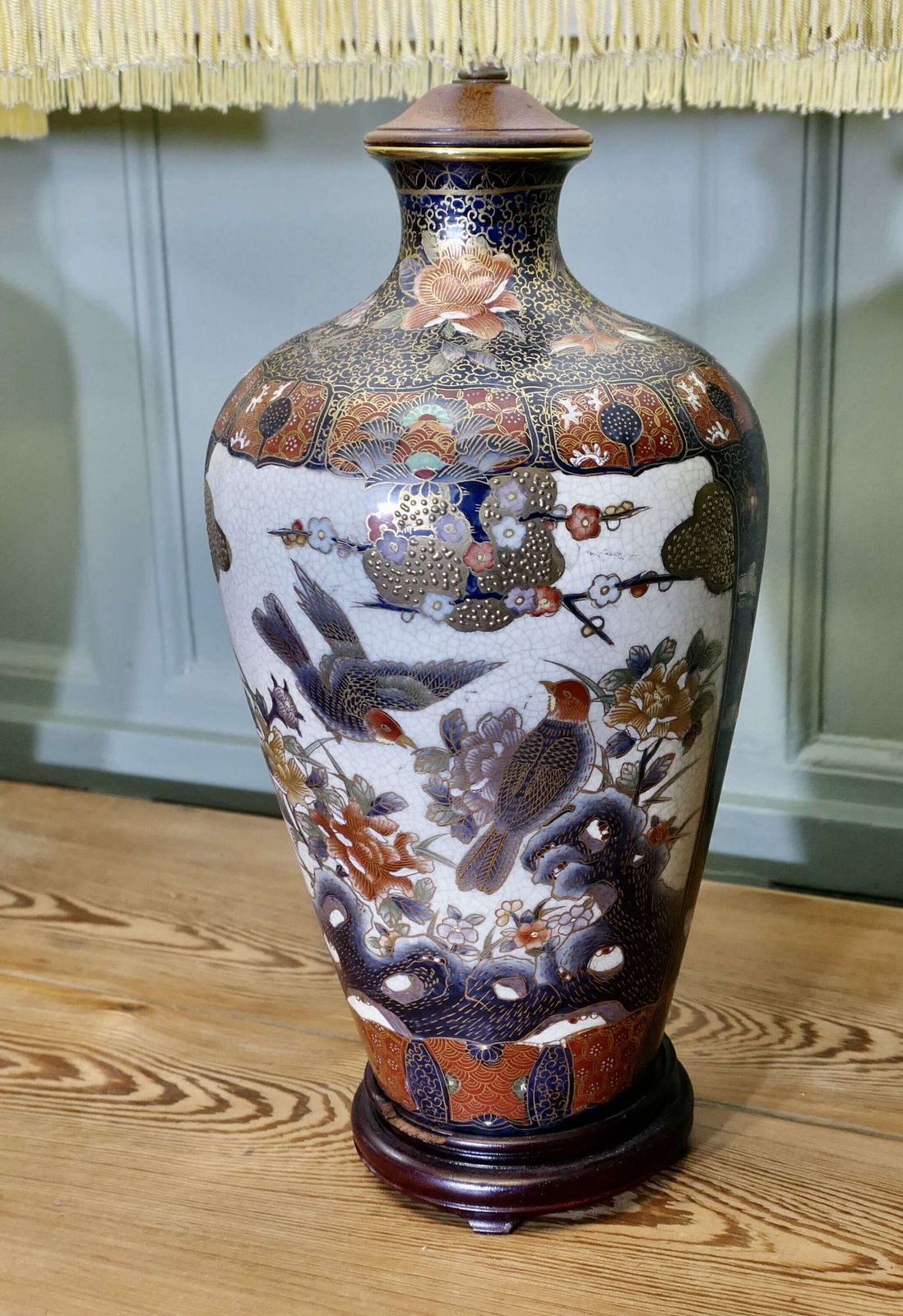 photo for sale A Pair Of Large Japanese Satsuma Lamps
