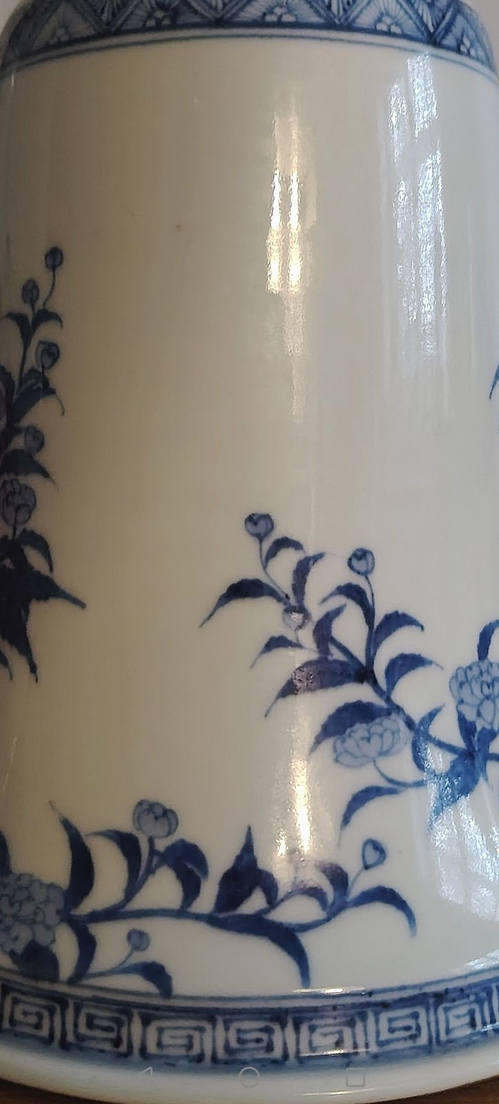 Chinese Blue And White Porcelain Alter Candleholder Mounted As A Lamp photo 950.0