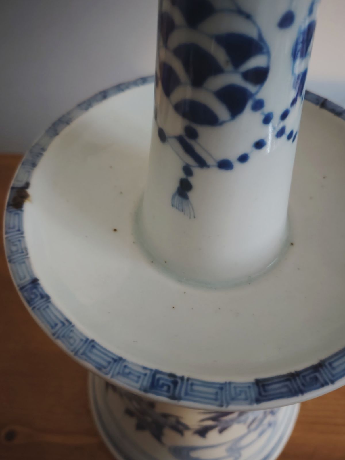 Chinese Blue And White Porcelain Alter Candleholder Mounted As A Lamp photo vinterior