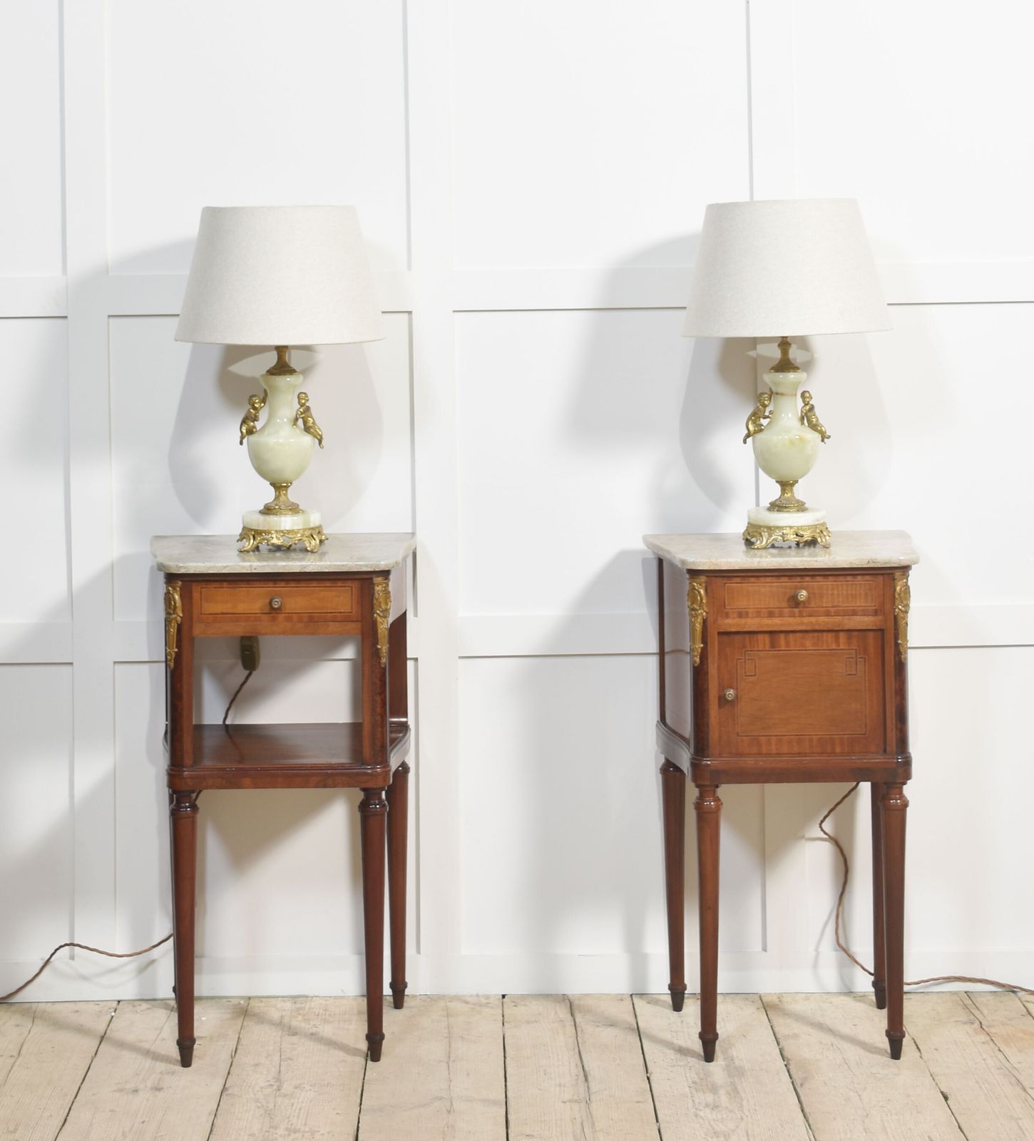 Pair Of Gilt Metal Mounted Bedside Cabinets photo for sale
