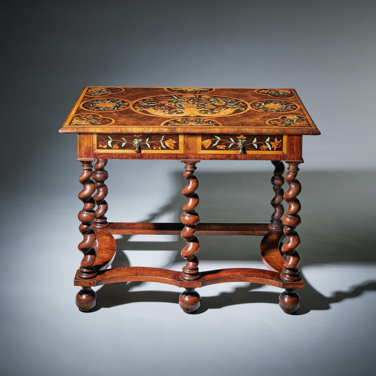 Highly Important 17th Century Charles II Floral Marquetry Table By Gerrit Jensen