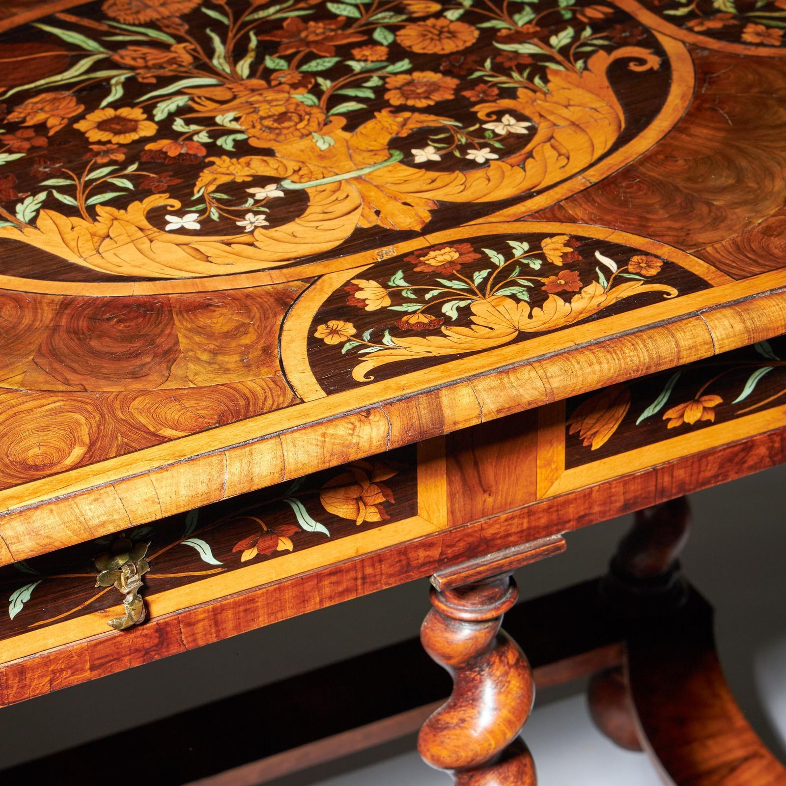 68000.0 Highly Important 17th Century Charles II Floral Marquetry Table By Gerrit Jensen photo