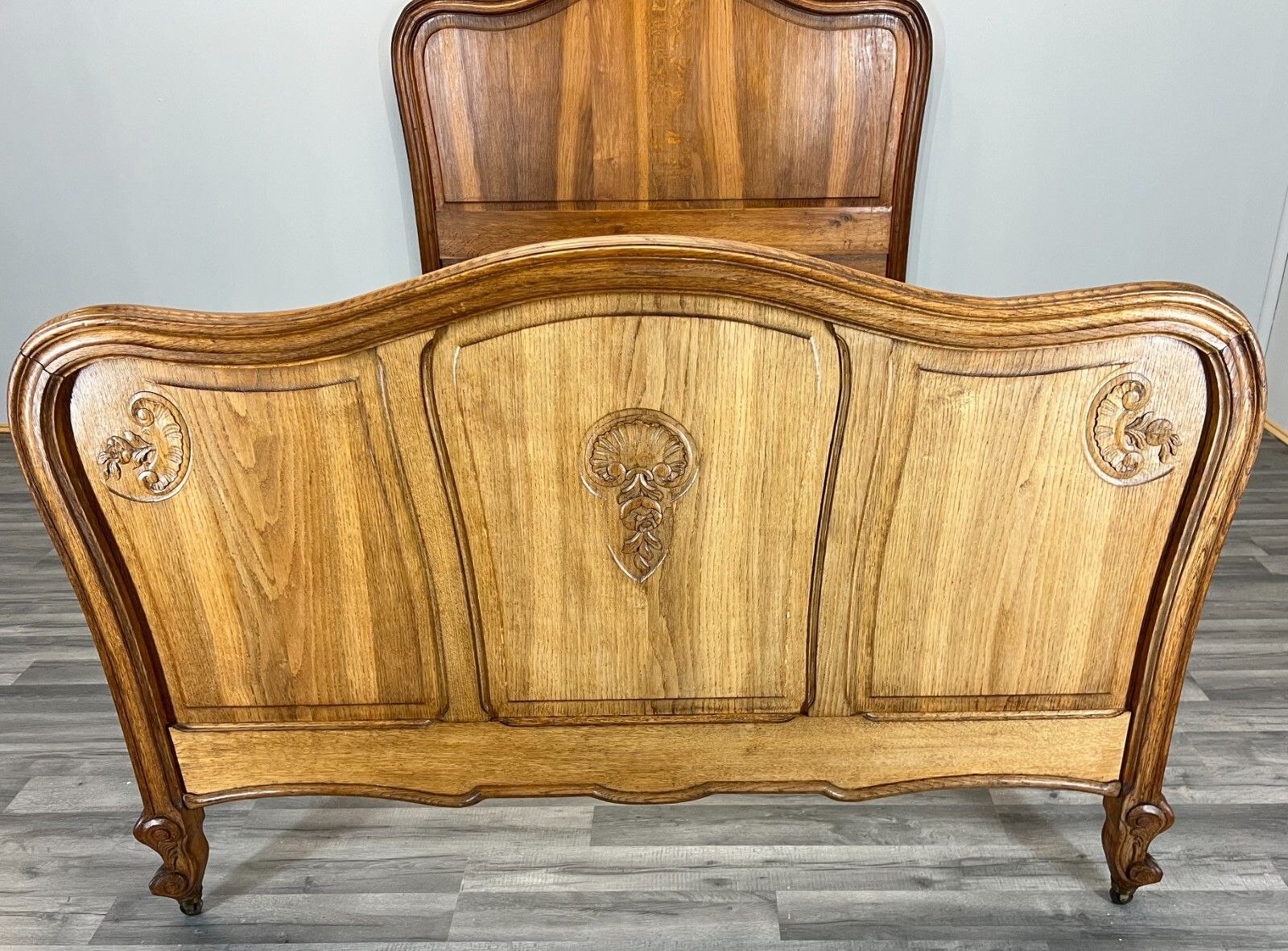 Antique French Bed Frame Double Size Elegant Carved Design Headboard  Lot 3711 photo furniture