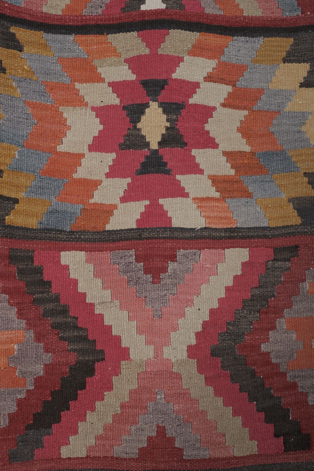 1960s Vintage Striped Turkish Kilim Runner 2'6'' X 11'9'' photo Textiles