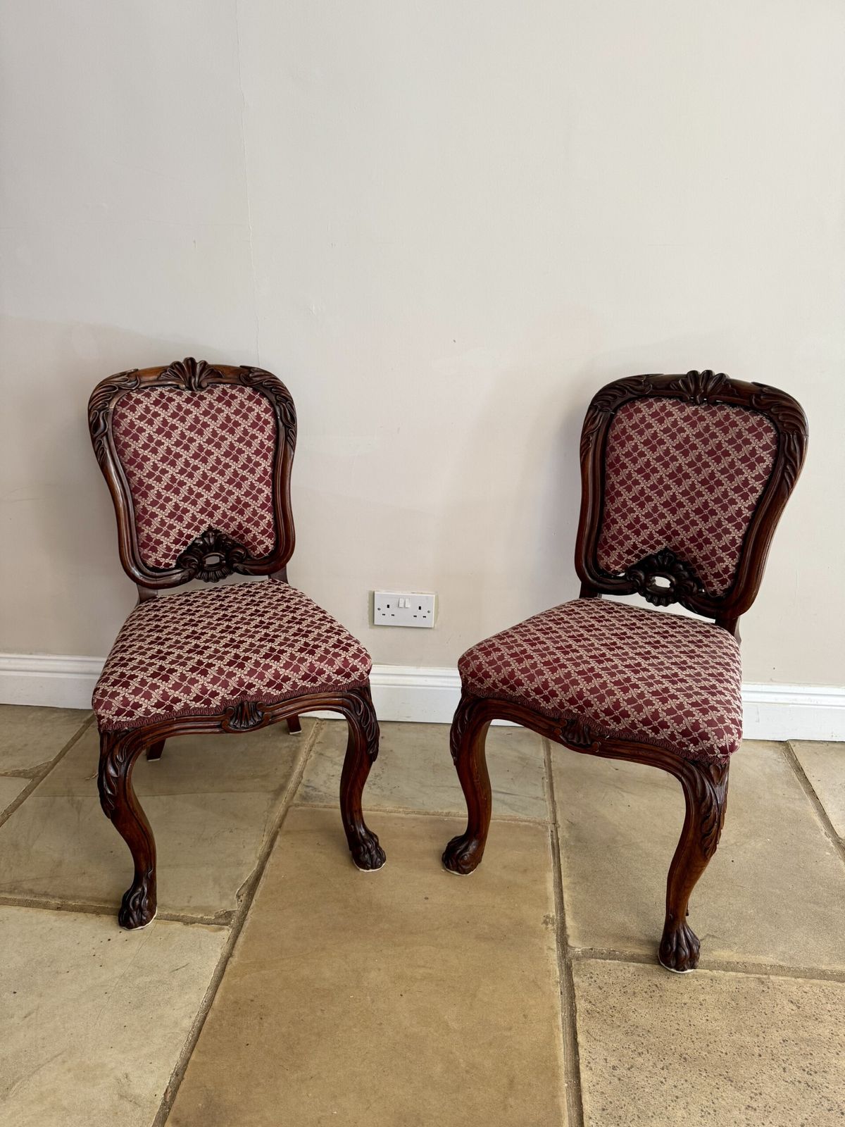 Outstanding Quality Set Of Four Antique Carved Rosewood Dining Chairs photo buy