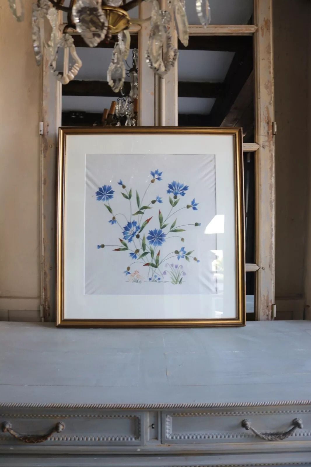 2 X Large Botanical Flowers Embroidery Pictures Framed photo 100.0