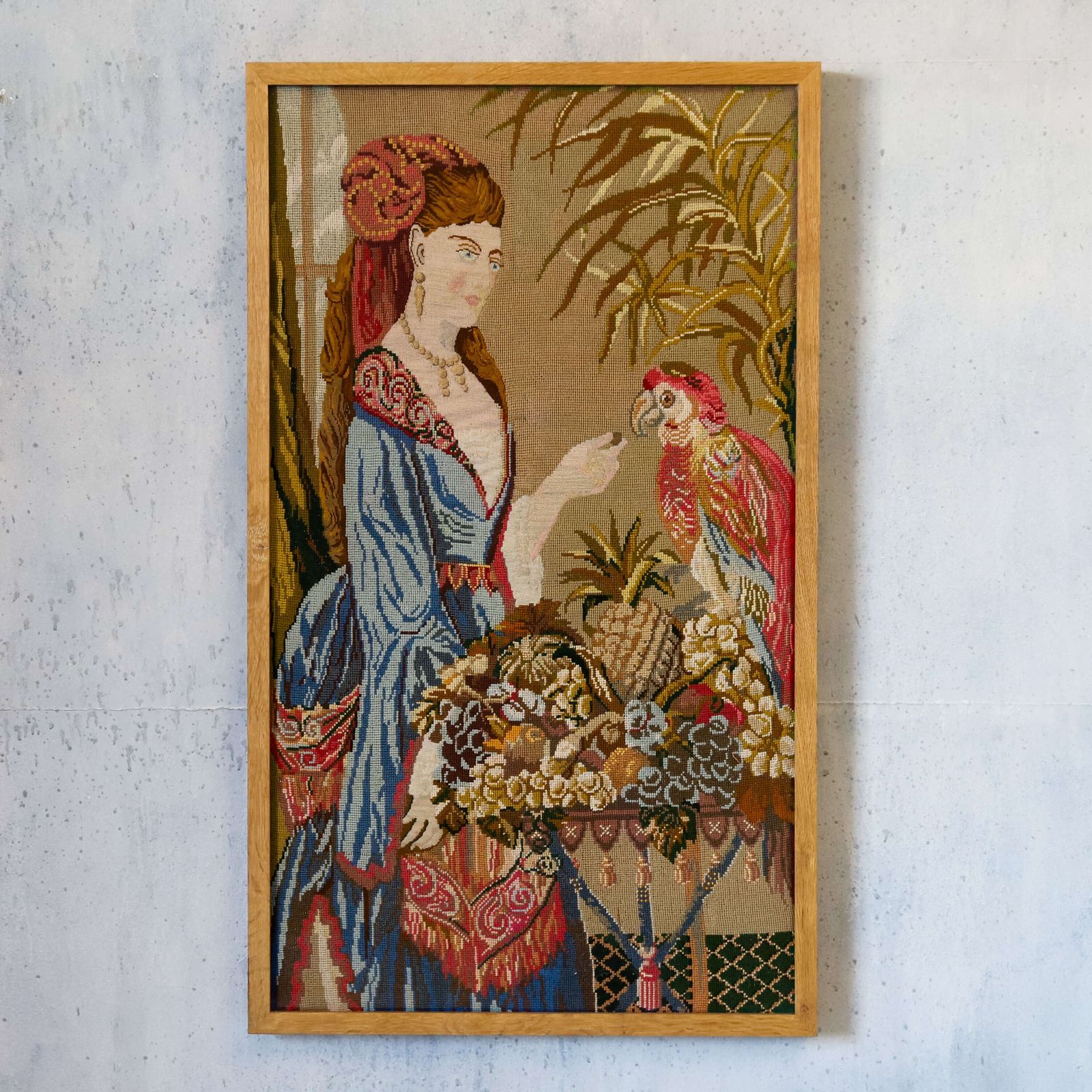 Tapestry & Petit Point Picture In Contemporary Frame With Non Reflective Glass C 1950s photo for sale