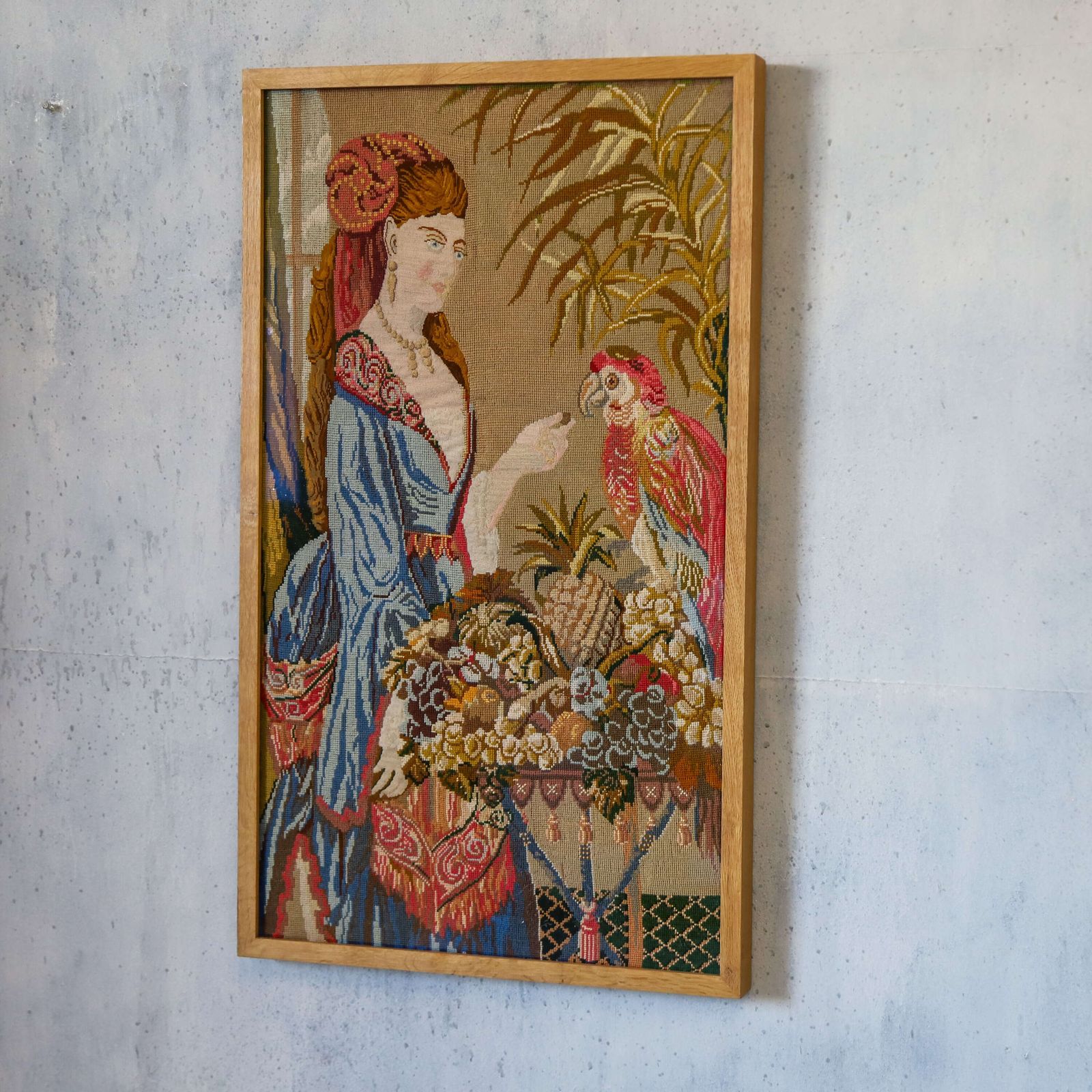 Tapestry & Petit Point Picture In Contemporary Frame With Non Reflective Glass C 1950s photo vintage