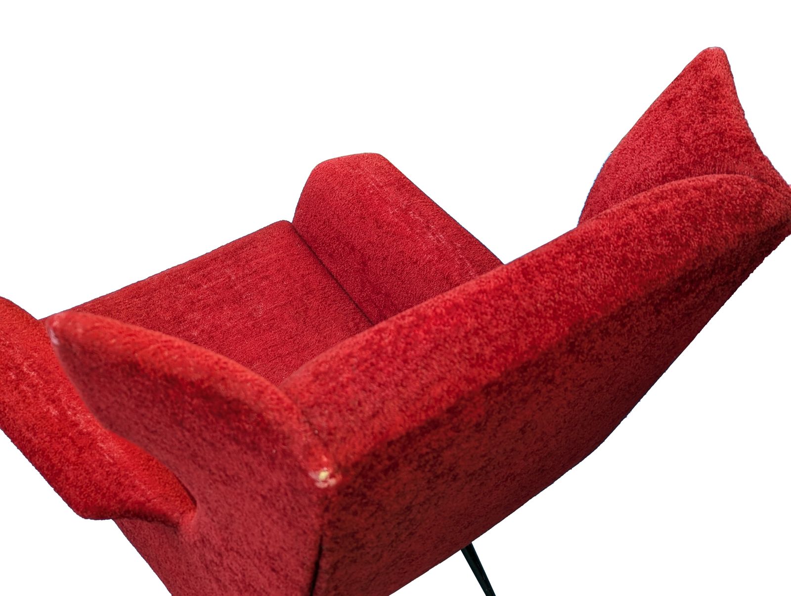 photo vintage Italian Dark Crimson Velvet & Brass 1950s Wingback Armchair
