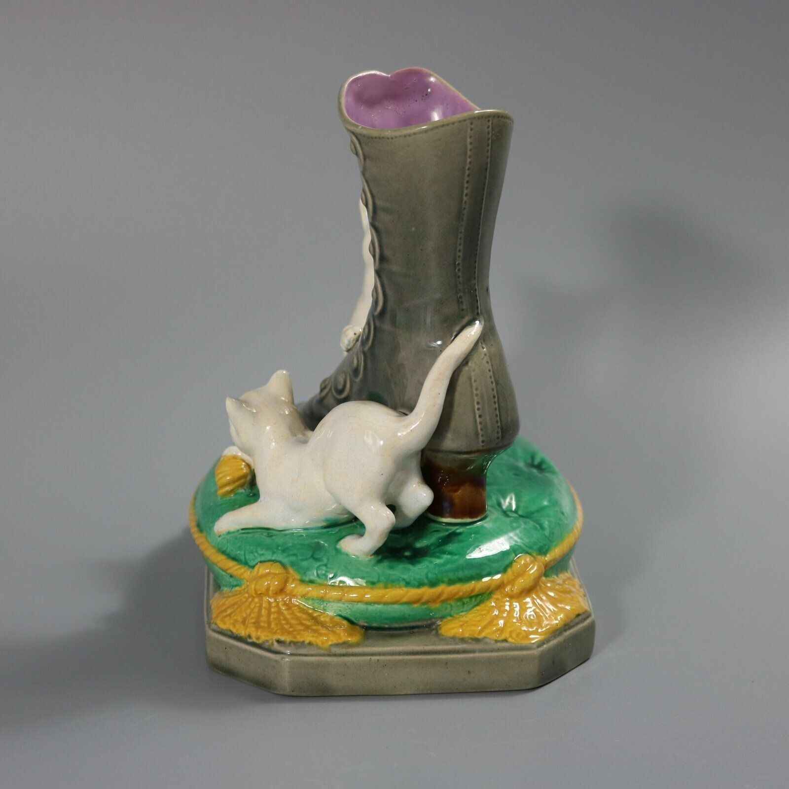 Brown Westhead Moore & Co Majolica Kittens Vase photo buy