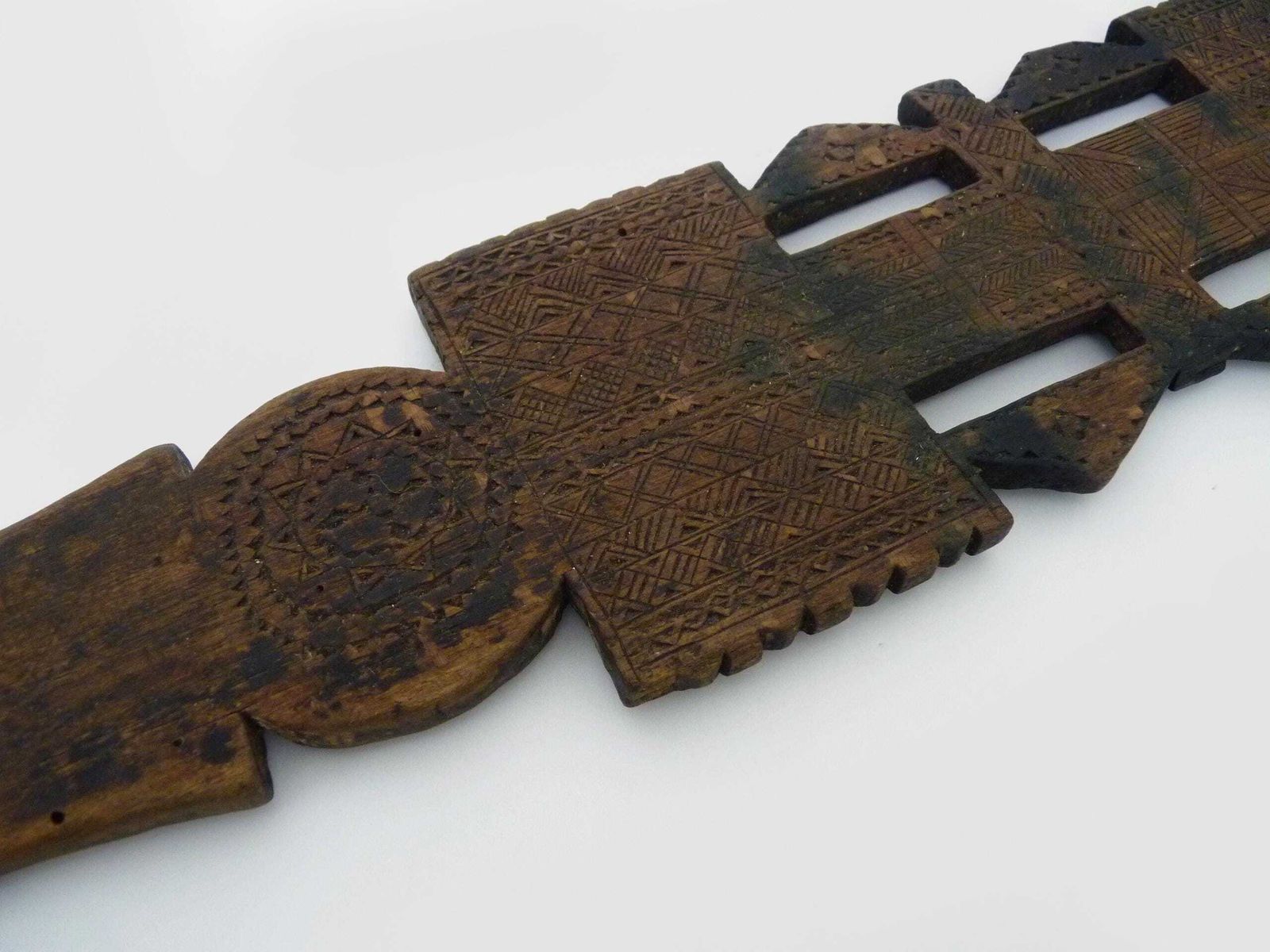 Tuareg Tent Peg From Mauritania, Engraved Wood And Leather, 1950s photo Home Decor