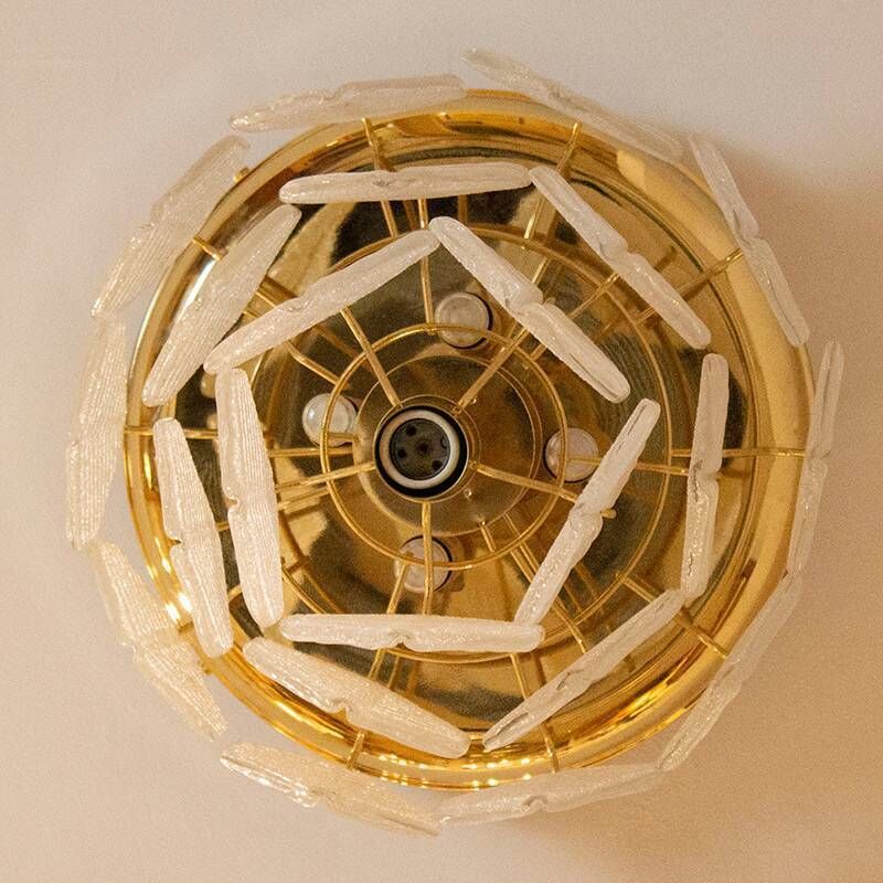 Murano Glass Chandelier With Hexagonal Leaves, Italy, 1960s photo Lighting