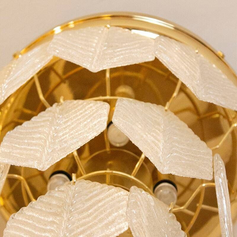Murano Glass Chandelier With Hexagonal Leaves, Italy, 1960s photo vinterior